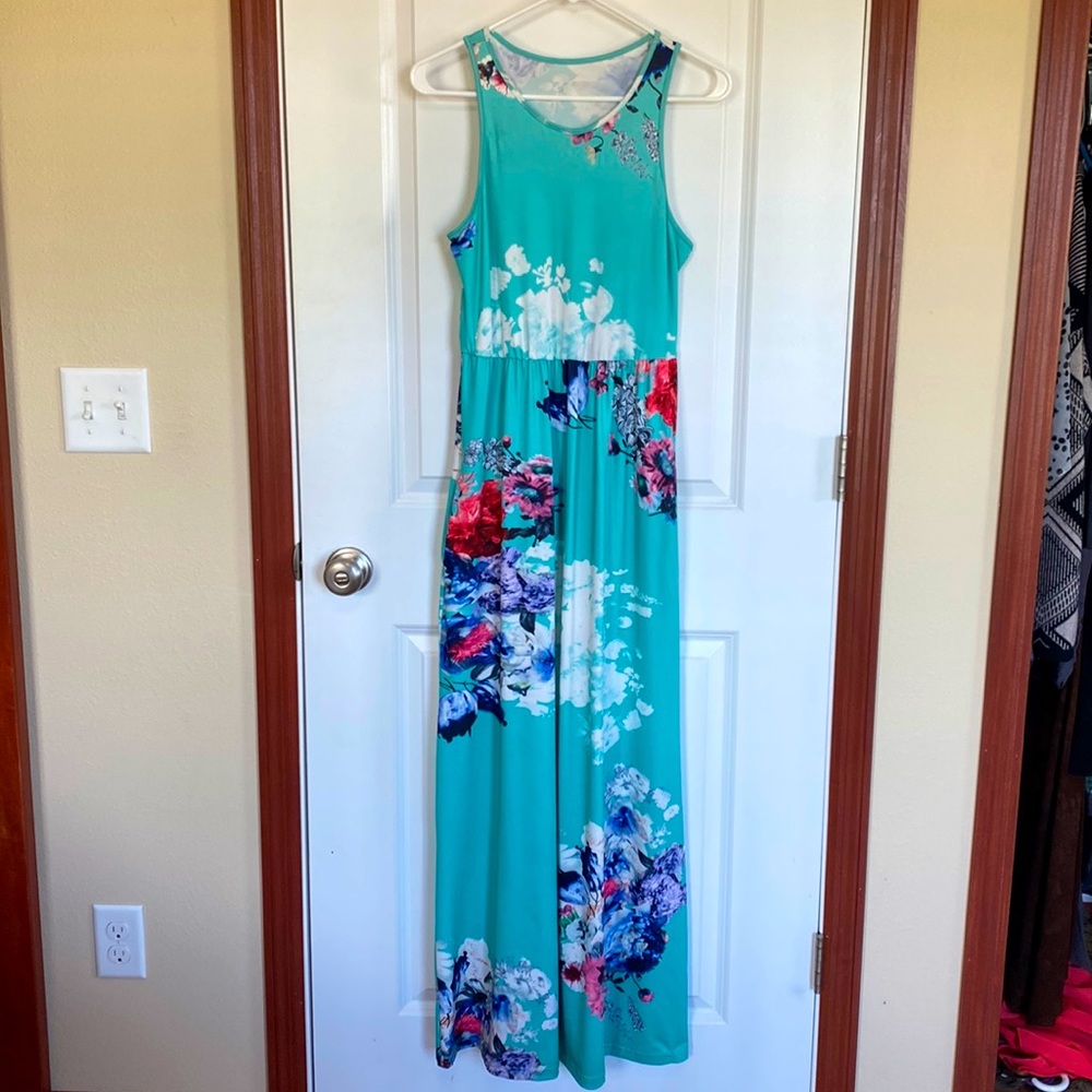 Long flowery tank dress
